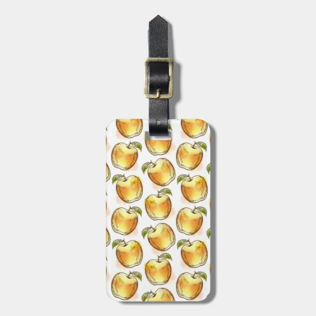 Pattern with yellow apple luggage tag (Front Vertical)