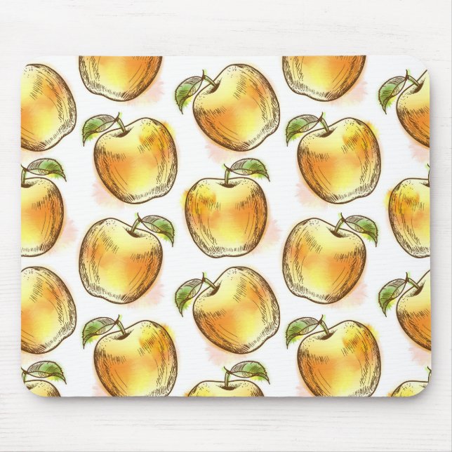 Pattern with yellow apple mouse pad (Front)