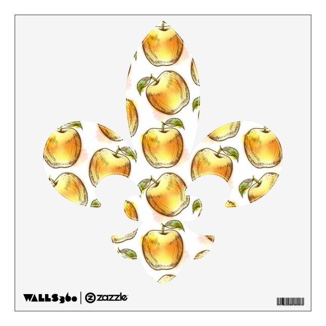 Pattern with yellow apple wall decal (Front)