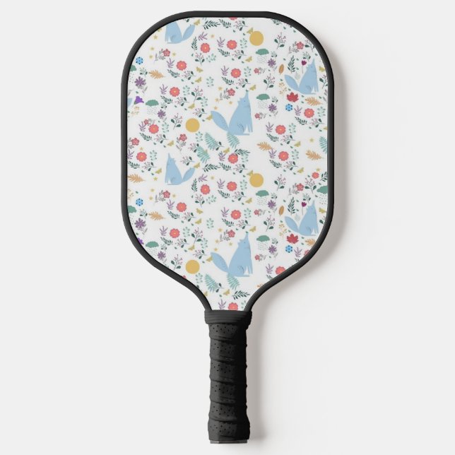 pattern wolf cartoon design pickleball paddle (Front)
