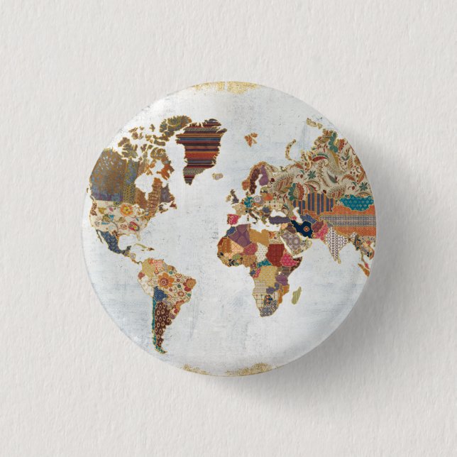 Pattern World Map Button (Front)