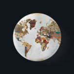 Pattern World Map Button<br><div class="desc">© Laura Marshall / Wild Apple. Bohemian Pattern of the World Map</div>