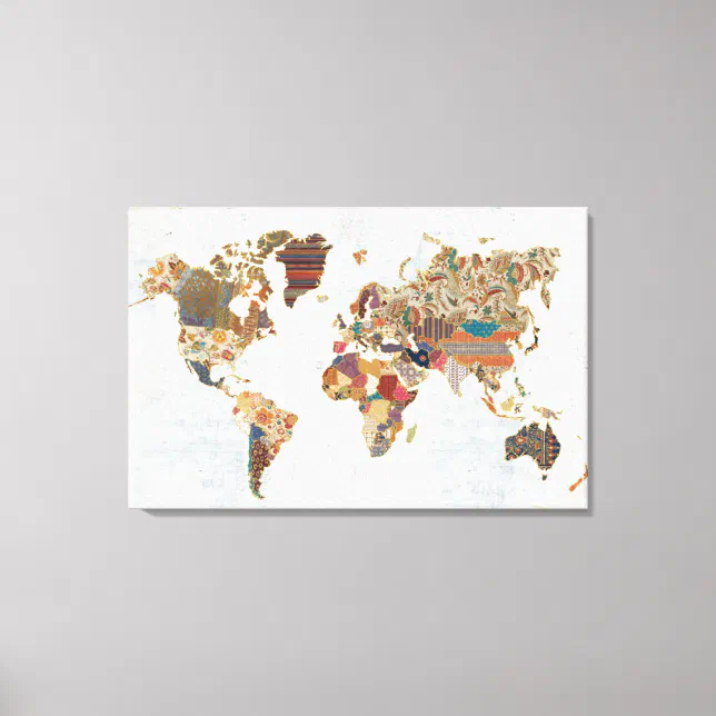 Pattern World Map Canvas Print | Zazzle
