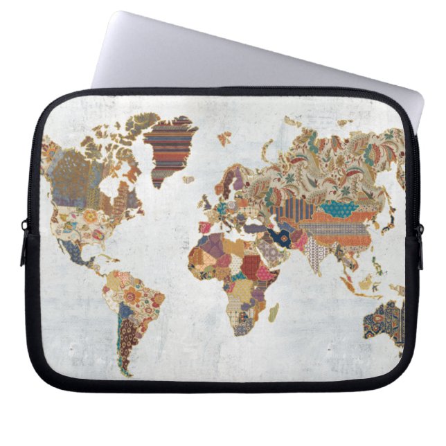 Pattern World Map Laptop Sleeve (Front)