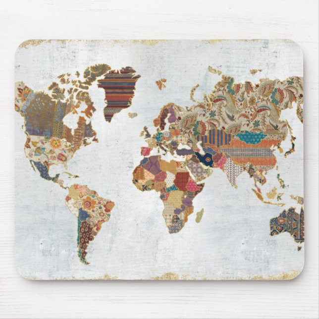 Pattern World Map Mouse Pad (Front)