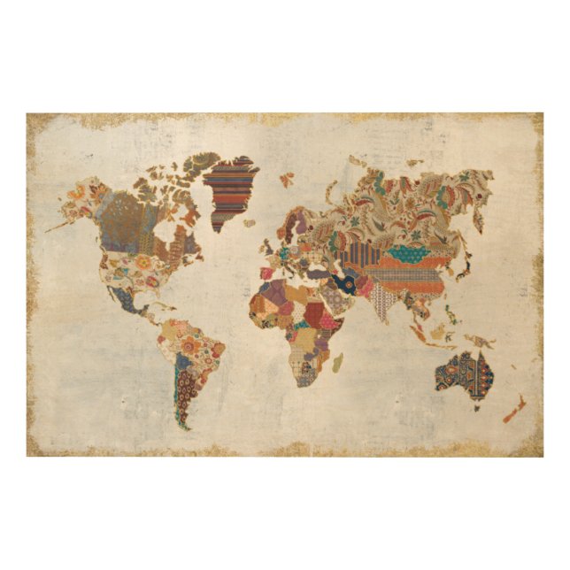 Pattern World Map Wood Wall Decor (Front)