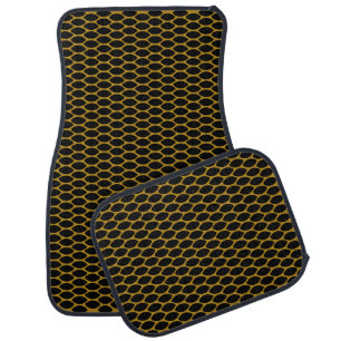 Pattern Yellow Grid Car Floor Mats Full Set