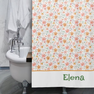 Pattern yellow orange wildflower Shower Curtain