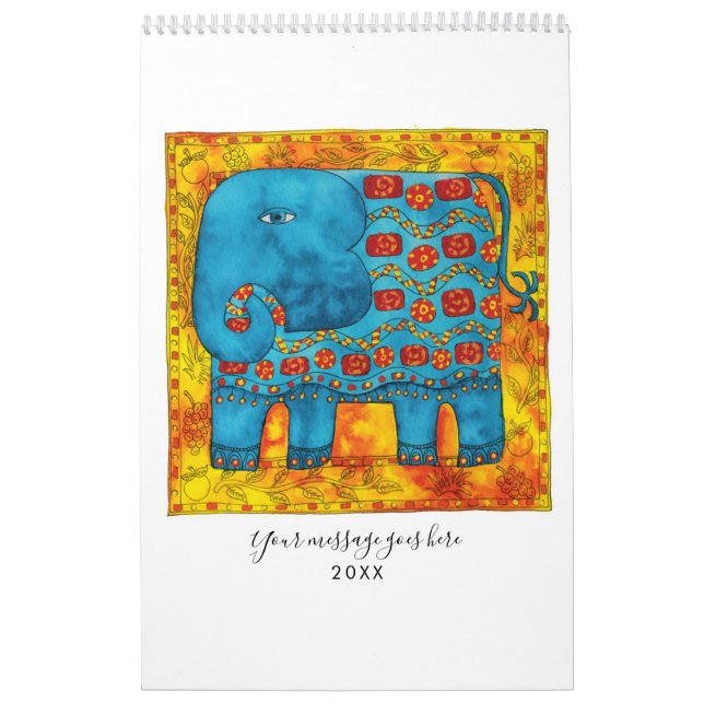 Patterned Animals Watercolour Art Calendar (Cover)