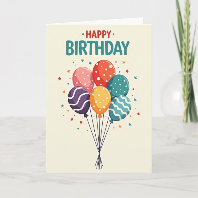 Patterned Balloons Birthday Card (Front)