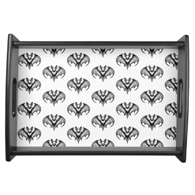 Patterned Bat Wooden Serving Tray (Front)