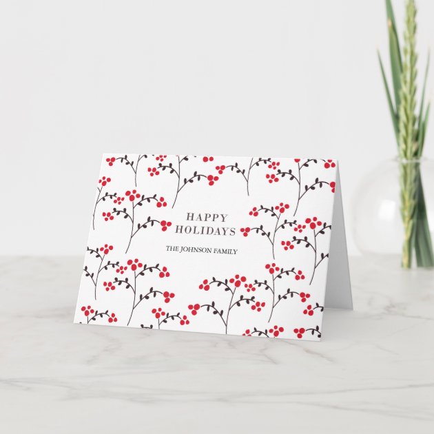 Patterned Berries Holiday Invitation