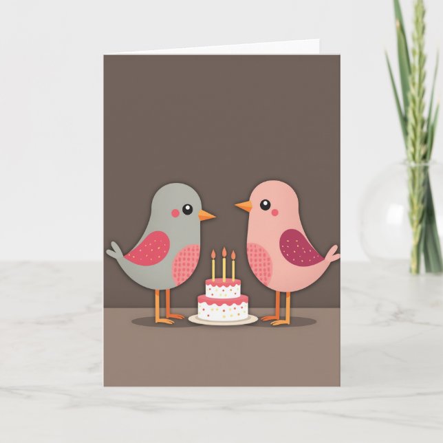 Patterned Birds Birthday Card (Front)