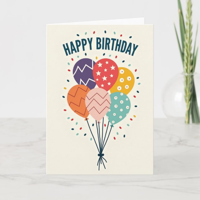 Patterned Birthday Balloons Card (Front)