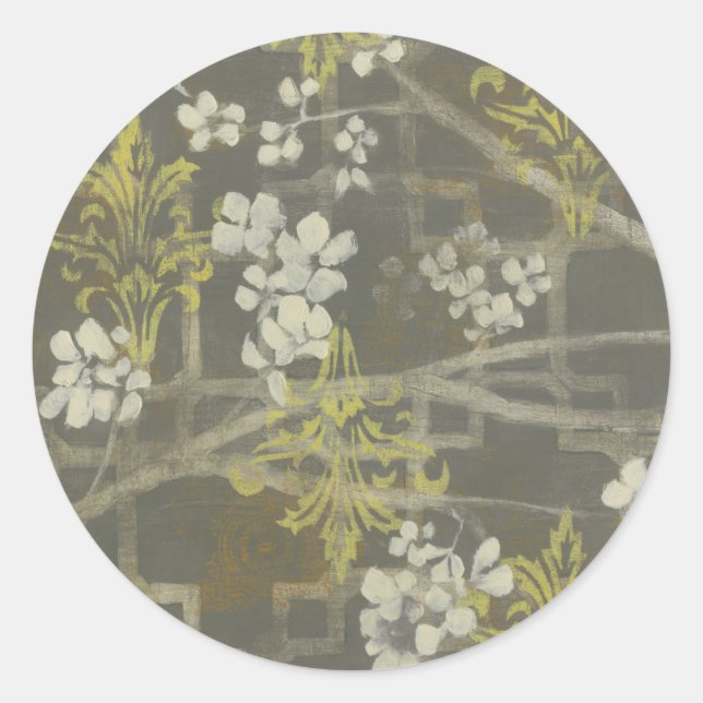 Patterned Blossom Branch I Classic Round Sticker (Front)