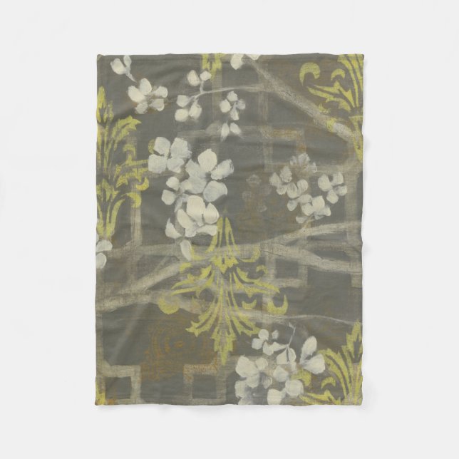 Patterned Blossom Branch I Fleece Blanket (Front)