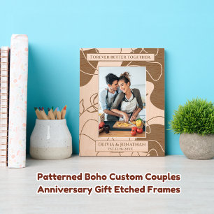 Patterned Boho Custom Couples Anniversary Gift Engraved Frames