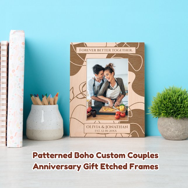 Patterned Boho Custom Couples Anniversary Gift Engraved Frames (Creator Uploaded)