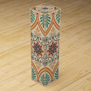 Patterned Boho Floral Wine Gift Box