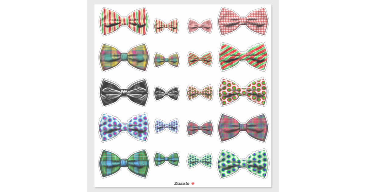 Patterned Bow Ties Sticker Set | Zazzle