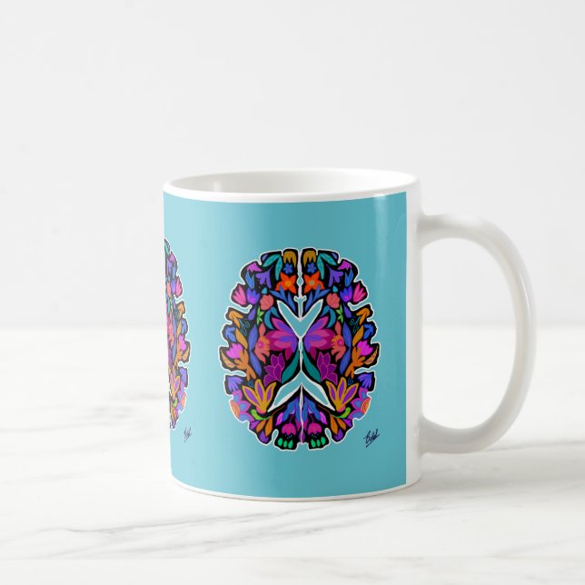 Patterned brain designed aqua mug (Right)