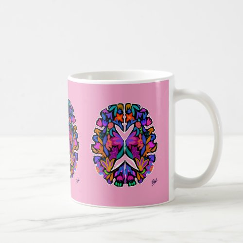 Patterned brain designed pink mug