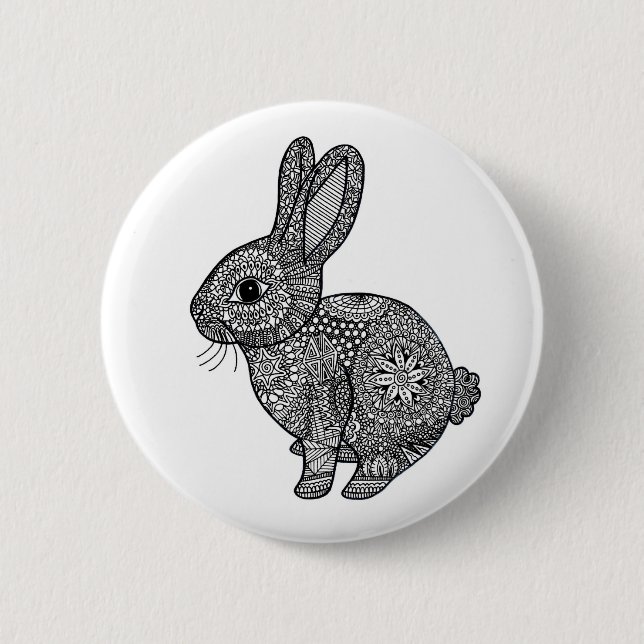 Patterned Bunny Rabbit Pin Badge (Front)
