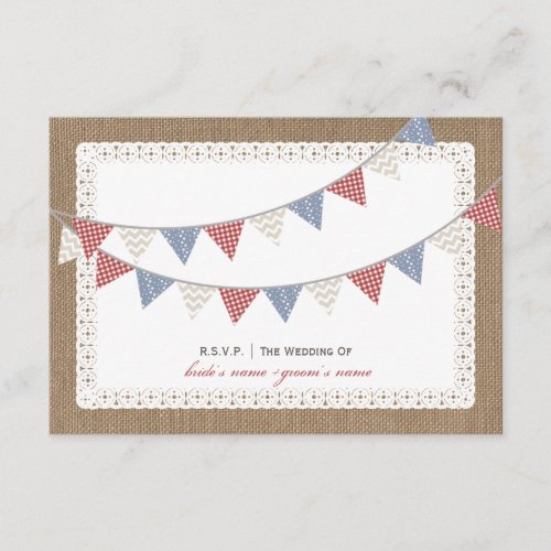 Patterned Bunting Burlap & Lace Inspired RSVP