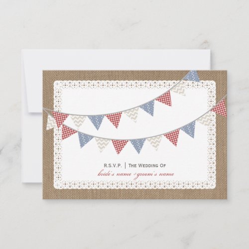 Patterned Bunting Burlap  Lace Inspired RSVP