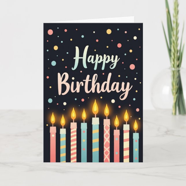 Patterned Candle Birthday Card (Front)