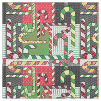Patterned Candy Canes Fabric