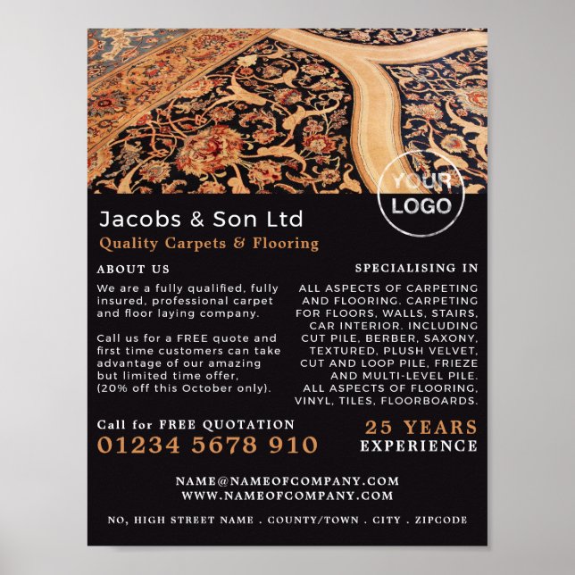 Patterned Carpet, Carpet Layer, Fitter Advertising Poster (Front)