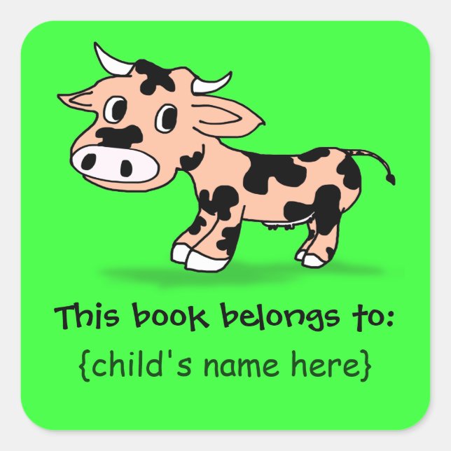 Patterned Cartoon Cow - Book Plate (Front)