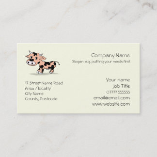 Patterned Cartoon Cow logo Business Card