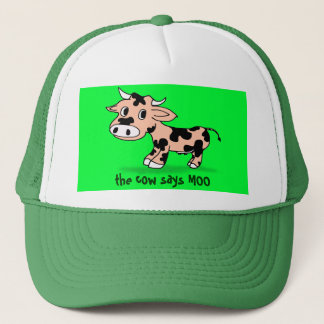 Patterned Cartoon Moo Cow Trucker Hat