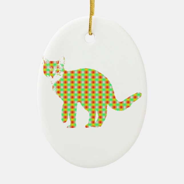 Patterned Cat Ceramic Ornament (Front)