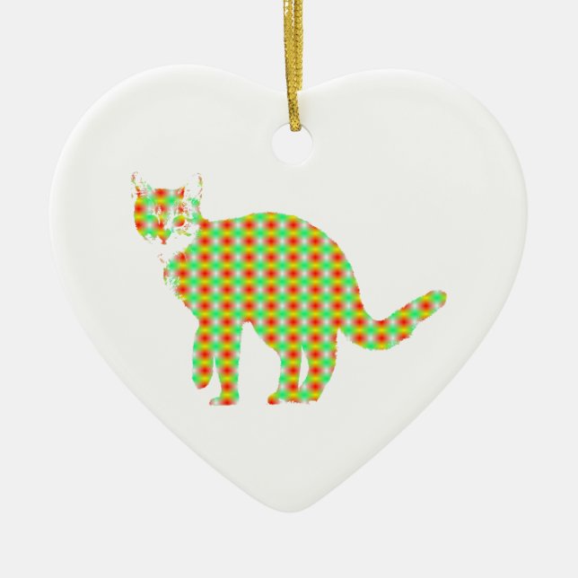 Patterned Cat Ceramic Ornament (Front)