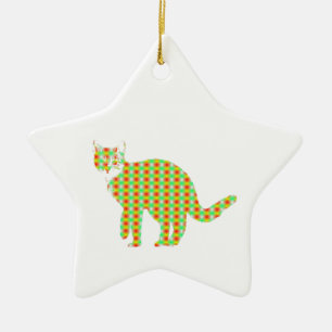 Patterned Cat Ceramic Ornament