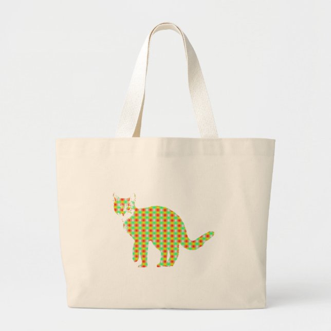 Patterned Cat Large Tote Bag (Front)