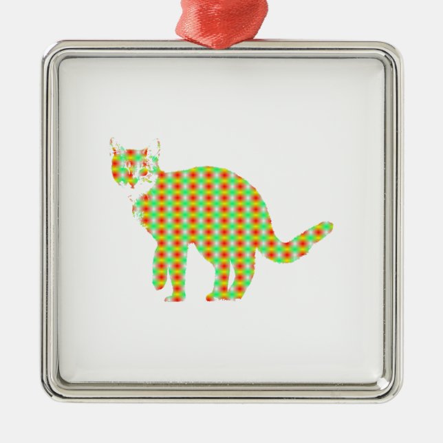 Patterned Cat Metal Ornament (Front)