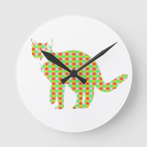 Patterned Cat Round Clock