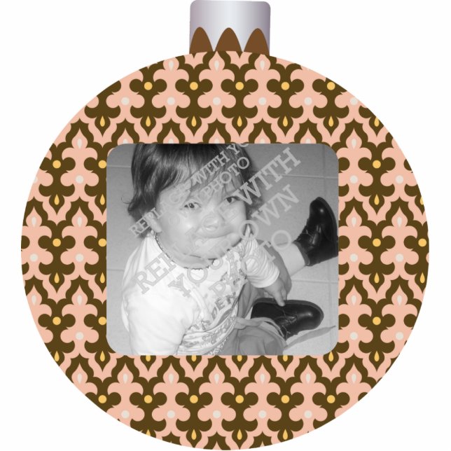 Patterned Christmas Ornament Ball Photo Frame (Front)