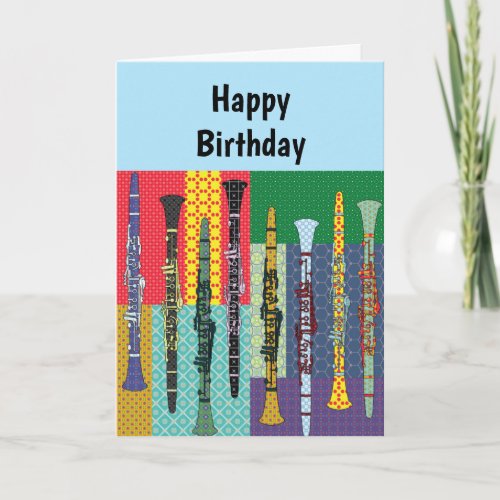 Patterned Clarinets  Birthday Card