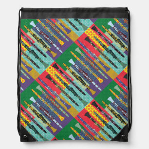 Patterned Clarinets Drawstring Bag
