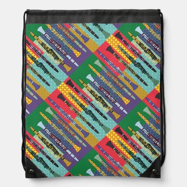 Patterned Clarinets  Drawstring Bag (Front)