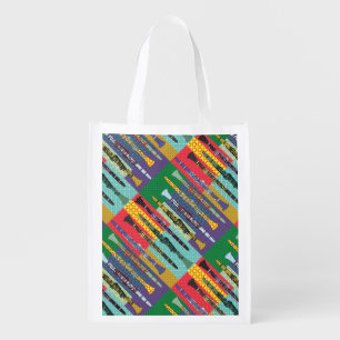 Patterned Clarinets  Grocery Bag