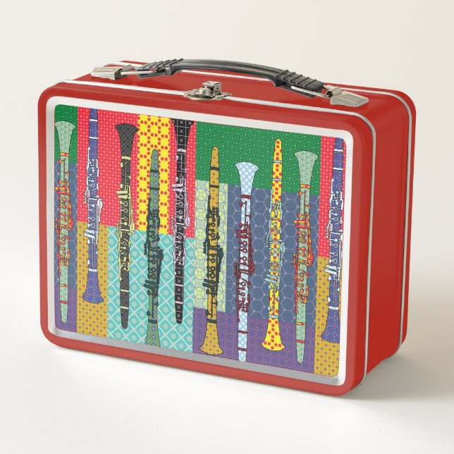 Patterned Clarinets Metal Lunch Box (Front)