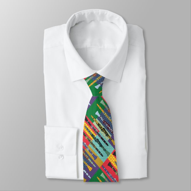 Patterned Clarinets Neck Tie (Tied)