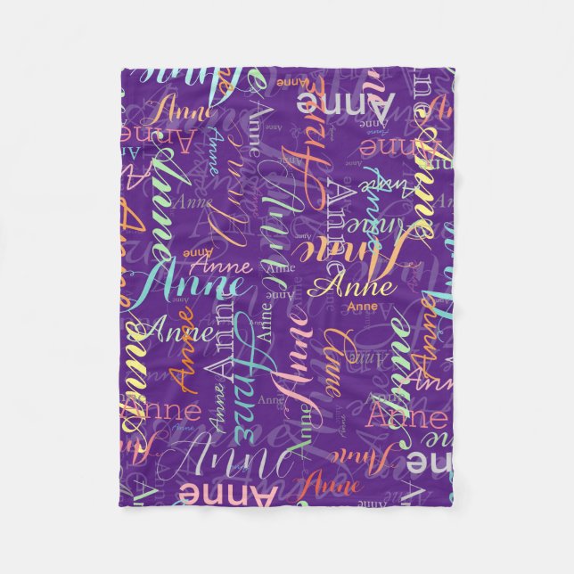 Patterned Color Names Fleece Blanket Purple (Front)