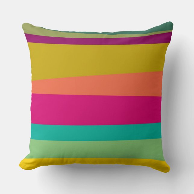 patterned colorful stripes throw pillow (Front)
